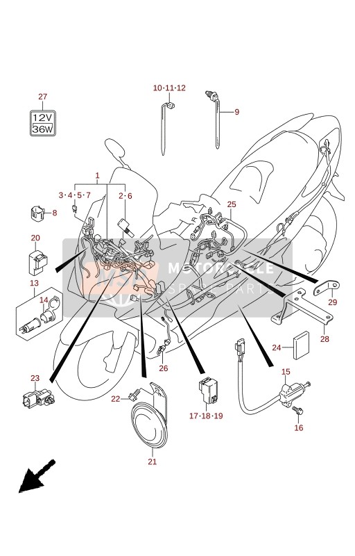 Suzuki AN400A 2022 Faisceau de câblage (E19) pour un 2022 Suzuki AN400A